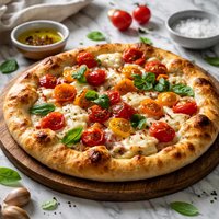 Pizza Bianca with Tomatoes and Mozzarella