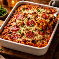 Pizza Spaghetti Casserole Oamc