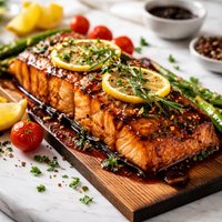 Planked Salmon with Honey Balsamic Glaze