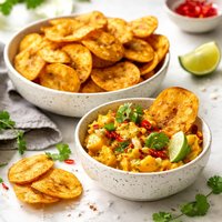 Plantain Chips with Chilli Mango Dip