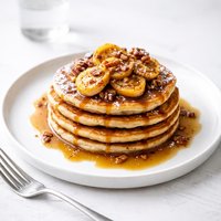 Plantain Pancakes with Rum Sauce