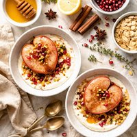 Poached Apples with Almonds and Yogurt