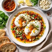 Poached Eggs with Harissa Oil