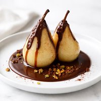 Poached Pears with Chocolate Pear Sauce
