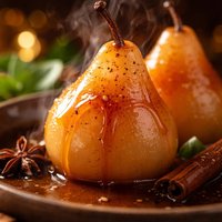 Poached Pears with Cinnamon Caramel