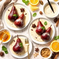 Poached Pears with Vanilla Sauce