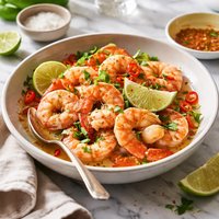 Poached Prawns Shrimp with Chilli Limes and Sugar