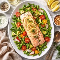 Poached Salamon with Green Bean Salad