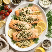 Poached Salmon with Caper Sauce
