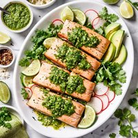 Poached Salmon with Coriander Sauce