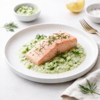 Poached Salmon with Cucumber Sauce