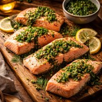 Poached Salmon with Green Herb Sauce