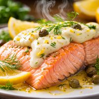 Poached Salmon with Lemon Mayonnaise