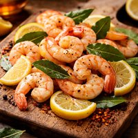 Poached Shrimp with Bay Leaves and Lemon
