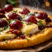 Polenta Pizza with Brie and Red Grapes