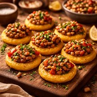 Polenta Rounds with Black Eyed Pea Topping