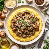 Polenta with Creamy Mushroom Sauce