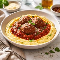 Polenta with Marinara and Meatballs