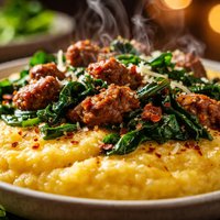 Polenta with Sausage and Greens