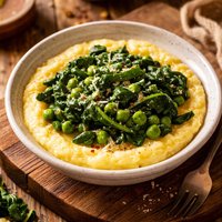Polenta with Spinach and Peas for One
