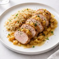 Polish Pork Tenderloin in Apple Onion Sauce Sauerkraut