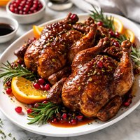 Pomegranate Balsamic Glazed Cornish Game Hens
