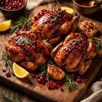 Pomegranate Glazed Cornish Game Hens