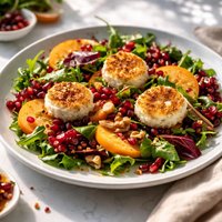 Pomegranate Persimmon Salad with Warm Goat Cheese