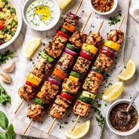 Poppy Seed Salmon Kebabs Skewers