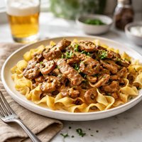 Pork and Beer Stroganoff