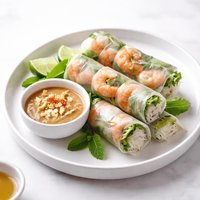 Pork and Shrimp Spring Roll Goi Cuon with Peanut Sauce Nuoc L