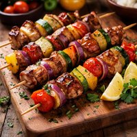 Pork and Vegetable Fruit Kabobs