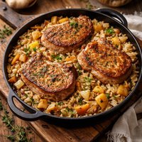 Pork Chop and Apple Rice Skillet