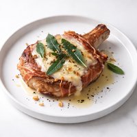 Pork Chop with Sage Prosciutto and Melted Fontina
