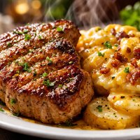 Pork Chops and Cheese Potatoes