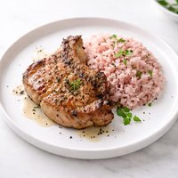 Pork Chops and Pink Rice