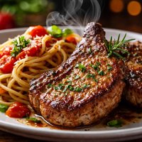 Pork Chops and Spaghetti