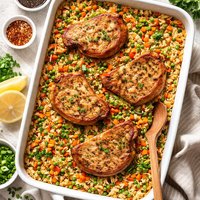 Pork Chops Fried Rice Casserole