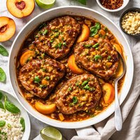 Pork Chops in Peach and Ginger Sauce