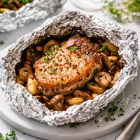 Pork Chops Mushrooms Baked in Foil