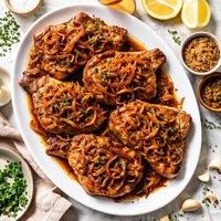 Pork Chops with Bourbon Glazed Onions