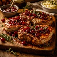 Pork Chops with Cranberry Thyme Sauce