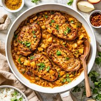 Pork Chops with Curried Apple Onion Sauce