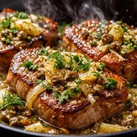 Pork Chops with Fennel and Caper Sauce