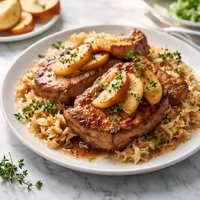 Pork Chops with Sauteed Apples and Sauerkraut