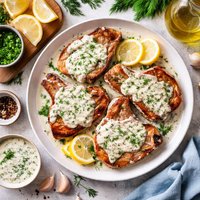 Pork Chops with Sour Cream Dill Sauce