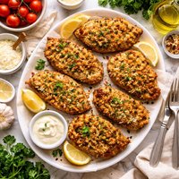 Pork Cutlets with Parmesan Breadcrumb Topping