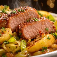 Pork Fillet with Apple and Leek