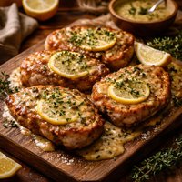 Pork Loin Cutlets with Lemon Thyme Sauce