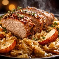 Pork Loin with Apples and Sauerkraut